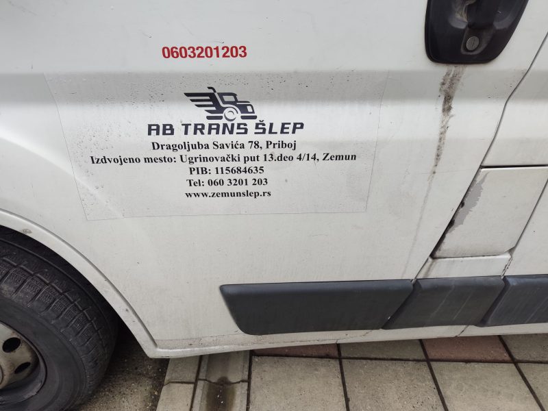 Oznake na vozilu AB TRANS-ŠLEP – AB TRANS-ŠLEP